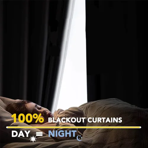 Vista 3 de 100% Blackout Shield Cortinas opacas de lino para dormitorio, cortinas con aislamiento térmico de 45 pulgadas de largo, juego de 2 paneles