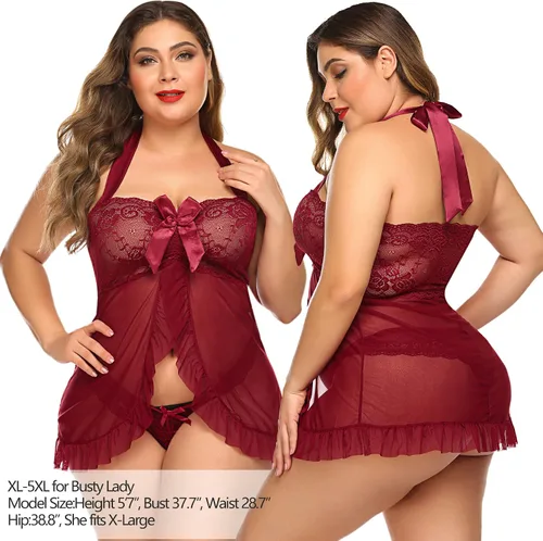 Vista 6 de Avidlove - Lencería para mujer, talla grande, de encaje, babydoll, lencería de maternidad, sexy, para embarazadas, tallas XS-5XL