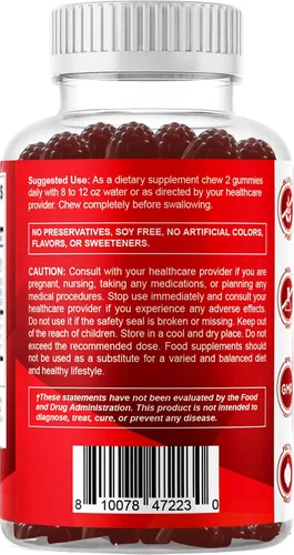 Vista 9 de Condroitina de glucosamina vitamática con MSM y vitamina E - 60 gomitas Sabor natural de frambuesa, fórmula de apoyo articular*, a base