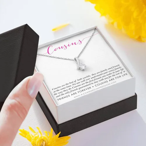 Vista 2 de To My Cousin Necklace - Cousin Birthday Card For Women, Remember My Beauties, Gifts For Girlfriend Unique, Cosas De Amor Para Parejas, Detalles Para