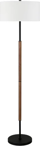 Vista 8 de Henn&Hart Lámpara de mesa moderna de 2 tonos de 25 pulgadas con pantalla de tambor de tela blanca para sala de estar, dormitorio u oficina, roble