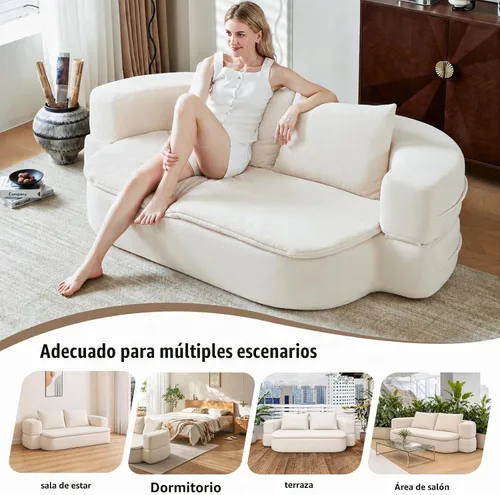 Vista 9 de Colchón plegable de espuma convertible de 79 pulgadas, sofá futón Beige