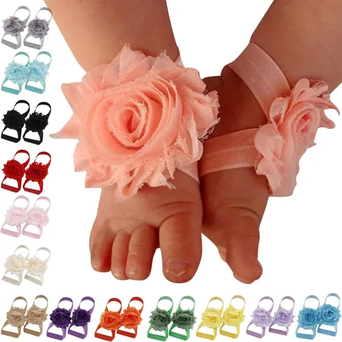 Vista 3 de DDDHL Zapatos de vestir para niñas, 22 pares de sandalias descalzas de gasa sólida, accesorios para pies para bebés y niñas recién nacidas