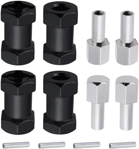 Vista 10 de Hobbypark - Paquete de 4 cubos de transmisión hexagonal de rueda de 0.472 in, acoplador combinador de aluminio, extensión de desplazamiento de 0.591