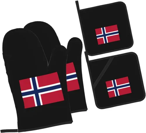 Vista 2 de Norway Flag - Juego de 4 manoplas de horno resistentes al calor