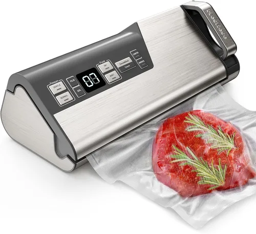 Vista 8 de Mesliese - Máquina selladora al vacío, 95 kPa 140 W, sellador de alimentos con una sola mano, tira de doble sellado con cortador integrado