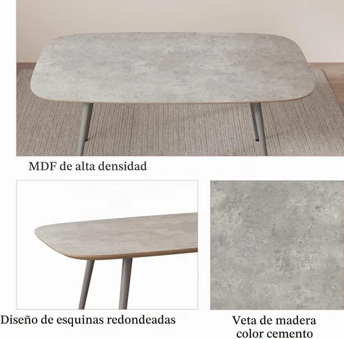 Vista 4 de HIPIHOM Juego de mesa de comedor de 47.2 pulgadas para 4, mesa de comedor de madera moderna, sillas de comedor de cuero, juego de 4 mesas y sillas