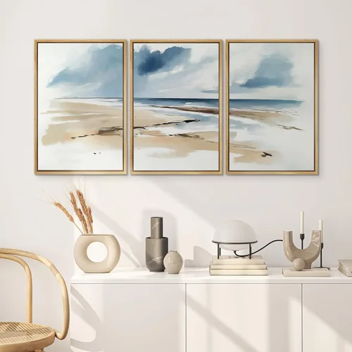 Vista 168 de SIGNWIN Lienzo enmarcado para pared, juego de arte neutro de bosque brumoso, ilustraciones en tono tierra, arte moderno, decorativo, bohemio