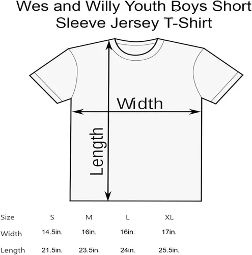 Vista 2 de Wes and Willy Camiseta de Manga Corta con Estampado de Jersey para Niños y Jóvenes Fanáticos del Deporte Universitario, Tallas 8-20 Vintage