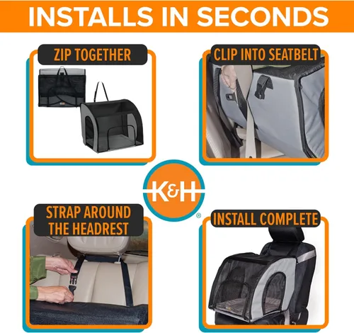 Vista 6 de Canil de seguridad para viaje K&H Manufacturing, de color gris, L, Negro/Gris