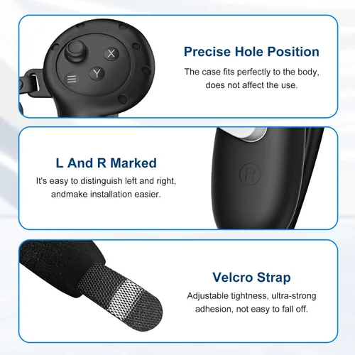 Vista 5 de Doohoeek Funda de agarre para controladores compatible con accesorios Meta Quest 3Oculus Quest 3, funda de agarre Slicone funda protectora