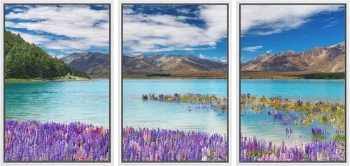 Vista 25 de wall26 Lienzo enmarcado para pared, juego de arte de fila de palmeras de California y cielo azul, naturaleza, vida silvestre, fotografía, realismo