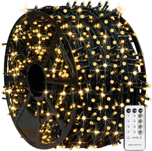 Vista 26 de TW SHINE - Luces de Navidad que cambian de color, 200 luces LED RGB de 66 pies, luces de Halloween para exteriores con control remoto, impermeables