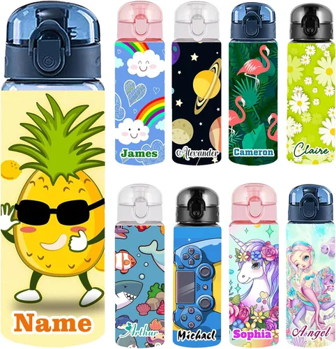 Vista 33 de Botellas de agua personalizadas con tapa, botella personalizada de 26 onzas con nombre, botellas de agua de plástico personalizadas, a prueba