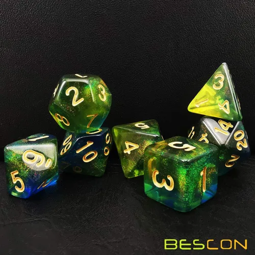 Vista 4 de Bescon - Juego de 7 dados poliédricos de piedra lunar
