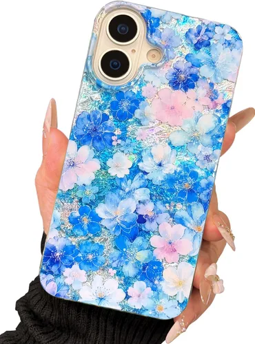 Vista 24 de I-MGAE-IN-AR Funda compacta para iPhone 12 Pro, diseño colorido de flores iridiscentes, holográfica, brillante, bonita funda para iPhone 12