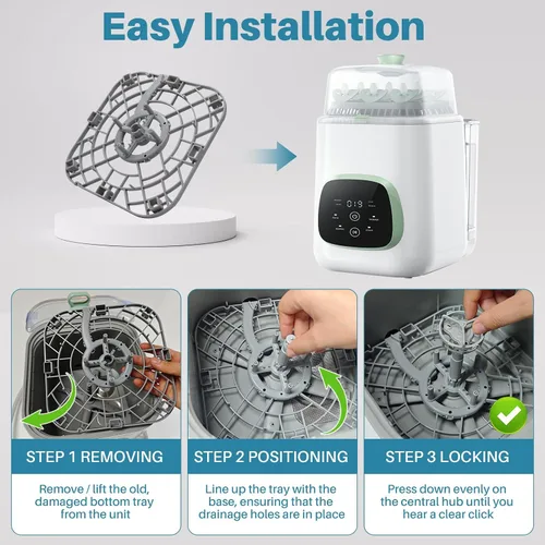 Vista 6 de Bandeja inferior de repuesto para lavadora de botellas Momcozy sin BPA, bandeja base de lavado de biberones, fácil de instalar, compatible