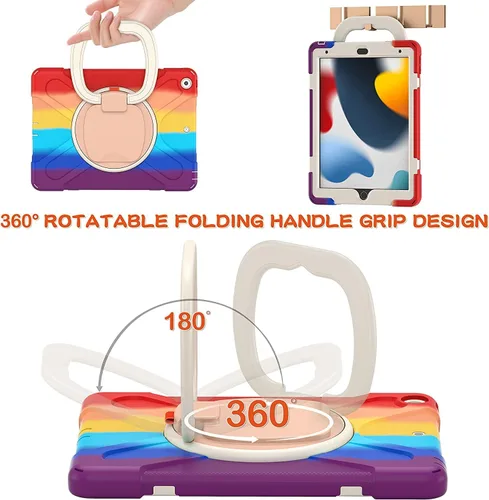 Vista 5 de Funda para iPad Air de 3ª generación – Funda resistente para niños con soporte giratorio, soporte para lápices y correa de transporte para iPad