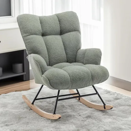 Vista 10 de Mecedora para guardería, silla deslizante para interiores, cómodas sillas de lactancia compactas para espacios pequeños, sala de estar, aula Negro