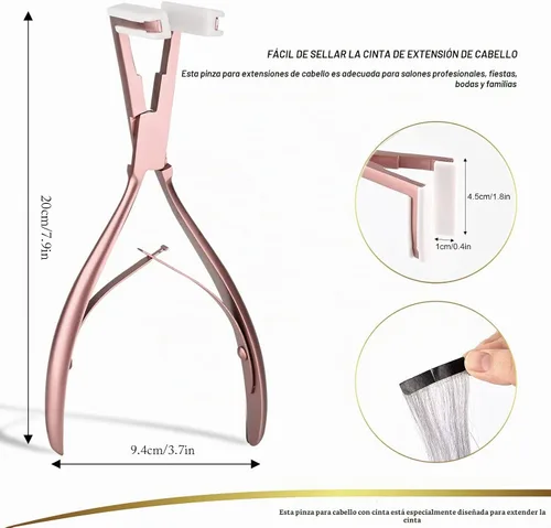 Vista 3 de EHDIS Cinta en extensiones de cabello Alicates de acero inoxidable Extensiones de superficie plana Cinta de sellado de cinta Alicates Herramienta