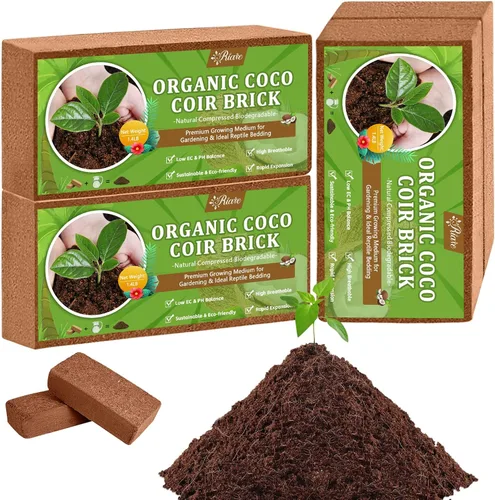 Vista 8 de Riare 2 piezas Ladrillos de Fibra de Coco Orgánica Bloques de Suelo - Ladrillo de Turba de Coco Comprimido 100% Natural Sustrato de Fibra de Coco