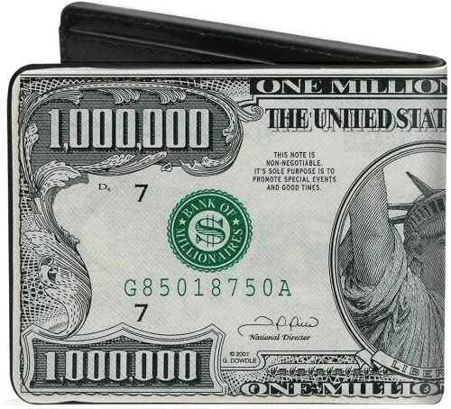 Vista 2 de Hebilla para hombre con hebilla de Down Pu Bifold 1 millón de dólares billete billete billeta, multicolor, 4.0 x 3.5 US