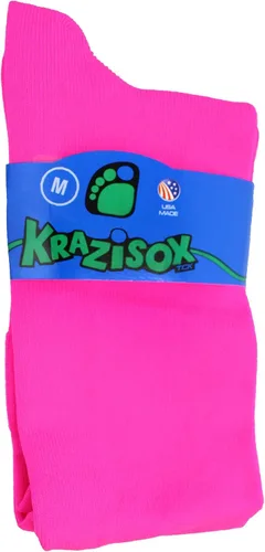 Vista 2 de Calcetines Krazisox Neon sobre la pantorrilla Rosa neón