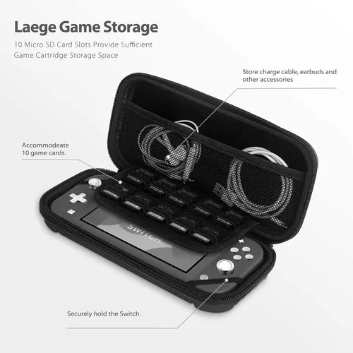 Vista 3 de CALLCASE Carrying Case for Switch Lite with Glass Screen Protector, Portable Hard Shell Travel Case Storage Bag for Switch Lite Console and
