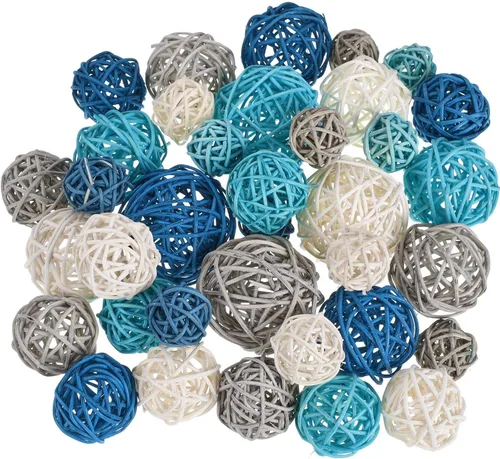 Vista 18 de Patelai 36 Piezas Bolas de Mimbre de Ratán Bolas Decorativas para Jarrón Centro de Mesa Cuencos Esferas de Relleno para Decoración del Hogar, 4 Boho