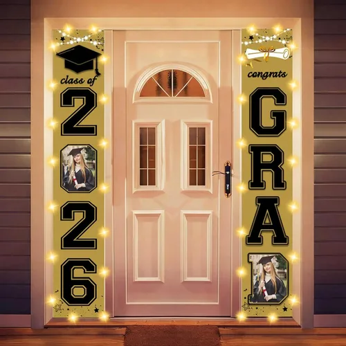 Vista 29 de Decoraciones personalizadas para fiestas de graduación 2026 – Cartel de felicitación de graduación grande – Cartel de fondo de graduación