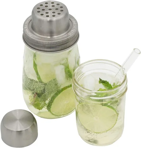 Vista 6 de W&P Mason - Tapa para coctelera con banda de acero inoxidable Mason Jar Lifestyle