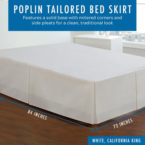 Vista 2 de Rodapié de popelina a medida para cama de Fresh Ideas, 14 pulgadas Blanco