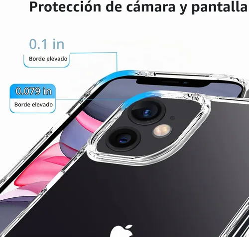 Vista 4 de JJGoo Compatible con iPhone 11 Funda transparente, transparente a prueba de golpes, delgada, antiarañazos, carcasa protectora de policarbonato duro