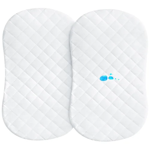 Vista 9 de Funda de colchón de moisés para colchón de reloj de arena/moisés ovalado, protector de colchón impermeable acolchado para moisés (32 x 17 pulgadas)