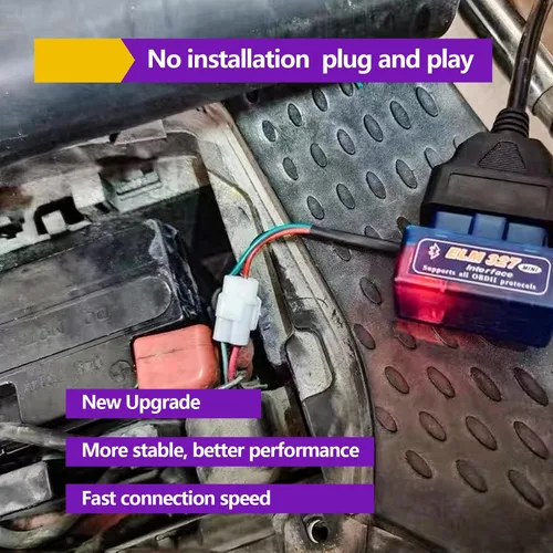 Vista 4 de Mini ELM327 OBDII Escáner de diagnóstico automotriz para coche, herramienta profesional de detección de fallas Bluetooth para coche y lector