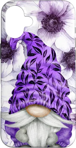 Vista 23 de Unique Purple Gnome with Lilac Anemones Floral Aesthetic Case for iPhone 17