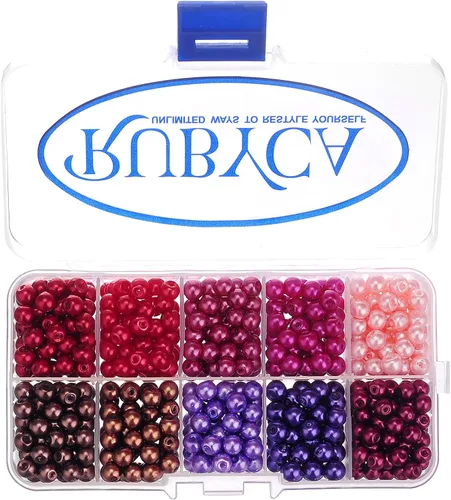 Vista 10 de RUBYCA Opaco pintado Druk Perlas de vidrio checo para la fabricación de joyas 0.236 in, colores mezclados w/caja del envase