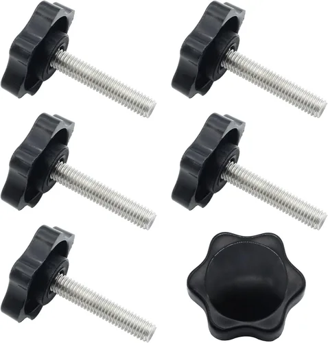 Vista 16 de 6 Piezas de Pomo de Estrella Roscado de M4 x 20mm, Manija de Perilla de Sujeción en Forma de Hexágono de Plástico para Reemplazo de Base de Paraguas