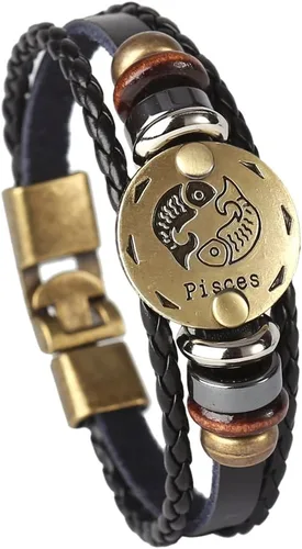Vista 13 de Hamoery Pulsera de cuero de aleación punk para Constellation trenzada pulsera pulsera brazalete