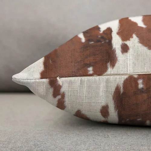 Vista 6 de TKS MITLAN Funda de cojín de piel de vaca marrón para usar como fondo en el marco completo de lino para sofá, cama, sofá, automóvil, funda de cojín