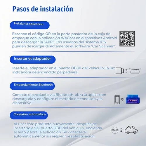 Vista 7 de Escáner OBD2 Bluetooth, Herramienta de Escaneo de Diagnóstico Universal ELM327 OBDII Lector de Códigos de Auto, Herramienta de Diagnóstico Escáner
