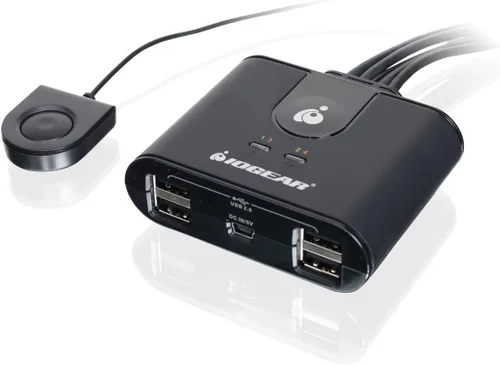 Vista 4 de IOGEAR Hub de conmutación periférica USB 2.0 2x4 - 2 PC comparte en 4 dispositivos USB - Hasta 480 Mbps - Carga de dispositivos móviles