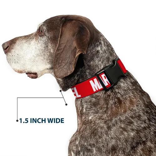 Vista 7 de Collar de perro Clip de plástico Marvel Red Brick Logo Rojo Blanco 9 a 15 pulgadas 1.0 pulgadas de ancho