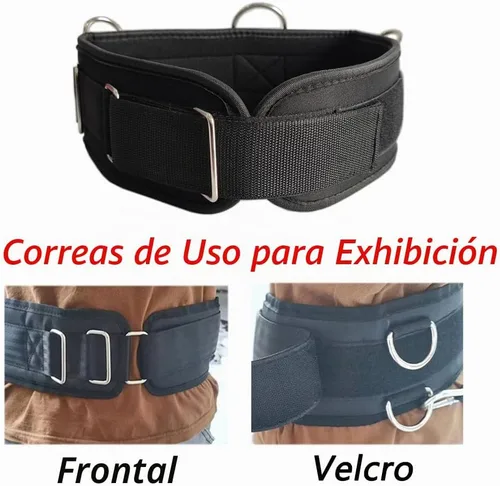 Vista 4 de LOOEEL Fitness Resistance Belt Multi Functional Fitness Belt with 5 Rings for Weight Training and Resistance Training of Load Carrying Pull Up Belt