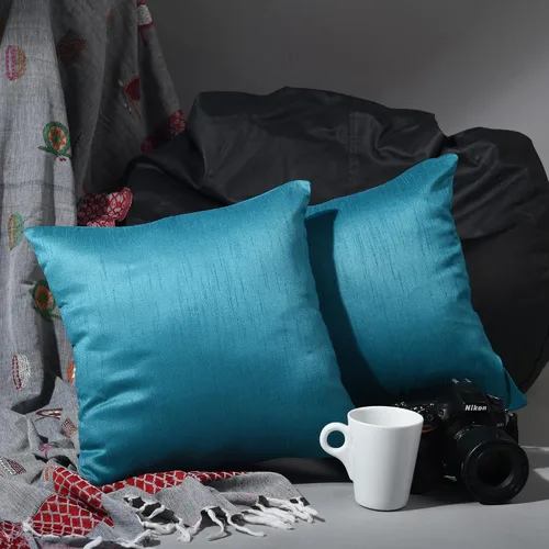 Vista 22 de Juego de 2 fundas de almohada decorativas para sofá, color azul aguamarina, almohada de granja de 12 x 12 pulgadas, fundas de almohada de seda