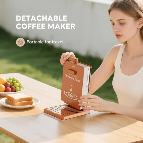 Vista 4 de i Cafilas Cafetera eléctrica para verter sobre café, cafetera portátil de una sola porción con filtro reutilizable, tanque de agua desmontable de 10