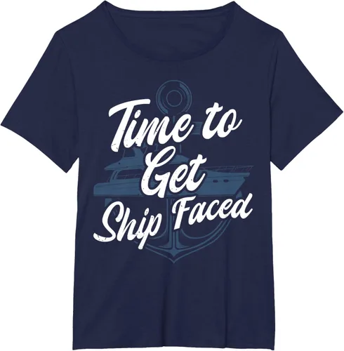 Vista 11 de Time to Get Ship Faced Holiday Hilarante Nautical Sailing Camiseta, Negro, S