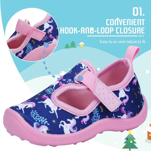 Vista 4 de FANTURE Zapatos de agua para niños y niñas, sandalias lindas para playa, natación, piscina, parque acuático, tenis acuáticos para niños pequeños