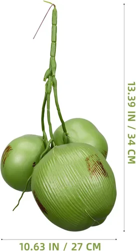 Vista 7 de SEWACC 1 manojo de coco artificial de simulación de frutas falsas de coco para decoración de fiesta temática tropical hawaiana Luau