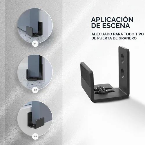 Vista 2 de EaseLife Guía de piso inferior para puerta corrediza de granero, forma de U, distancia de ajuste ajustable flexible, diseño inferior plano al ras